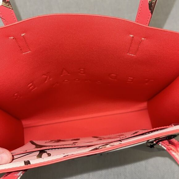 TED BAKER Coral Ivory Green Floral Faux Leather The Icon Tote - Picture 12 of 12